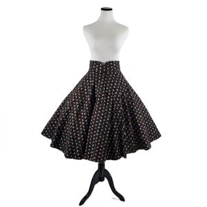 True vintage 1950s black felt floral embroidered handmade super volume skirt